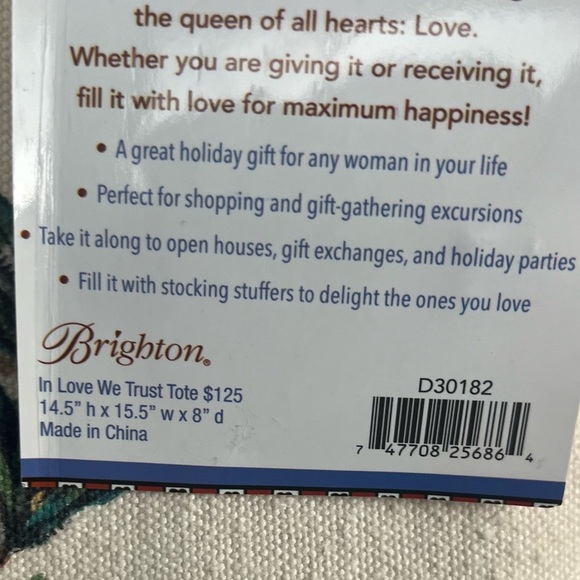 Nwt BRIGHTON IN LOVE WE TRUST QUEEN CANVAS TOTE SHOPPER BAG 2019 LIMITED EDITION - Picture 3 of 10